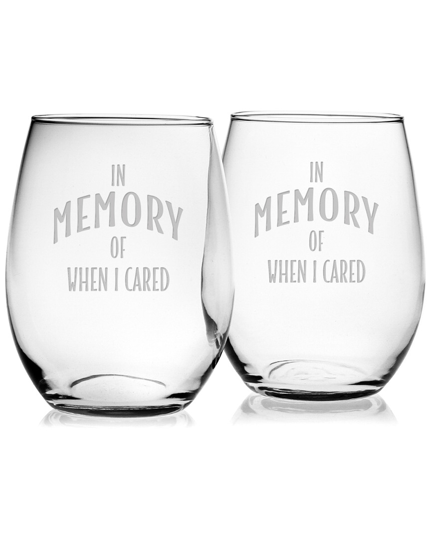 Susquehanna Glass Set Of Two 21oz In Memory Stemless Glasses