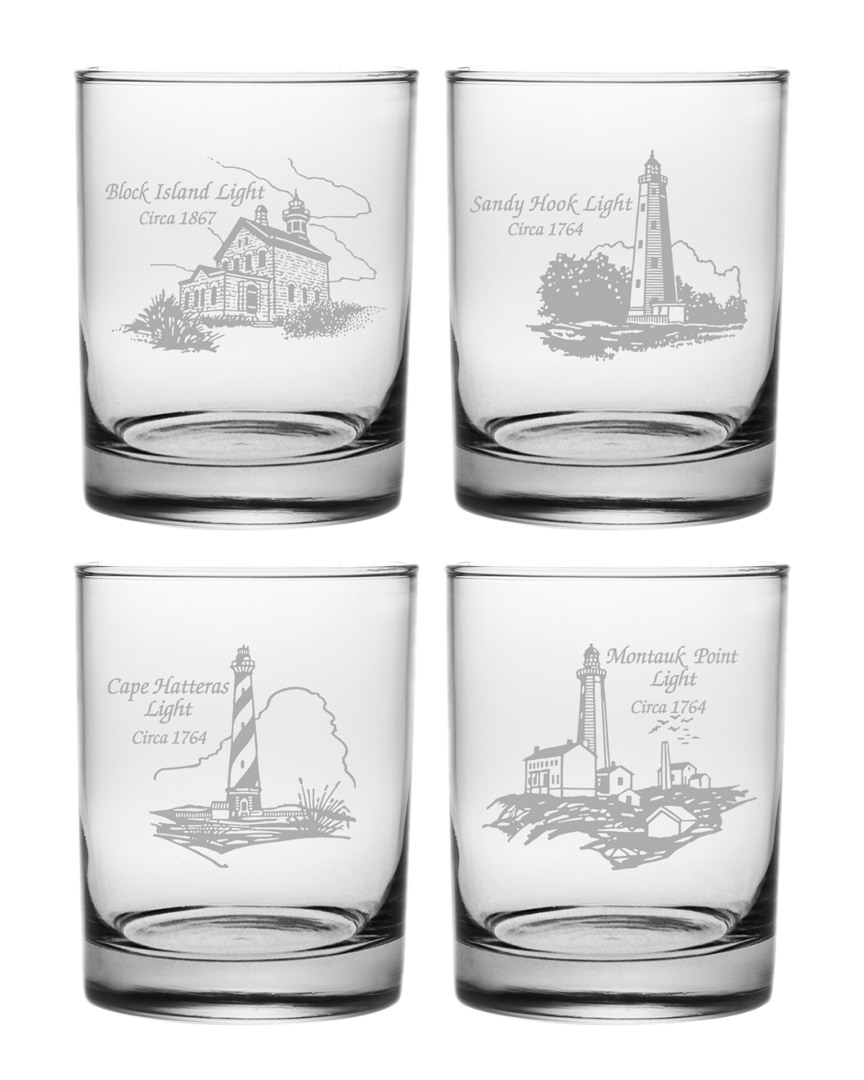 Susquehanna Glass Set Of 4 Mid Atlantic Lighthouse Collection Rocks Glasses