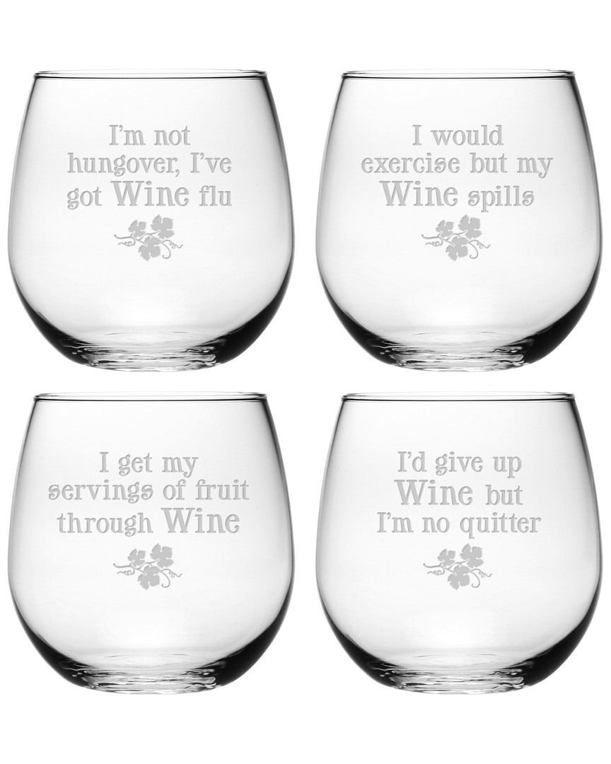 Susquehanna Glass Set Of Four 16.75oz Wine Justification Stemless Wine Glasses