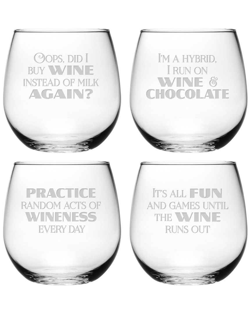 Susquehanna Set Of Four 16.75oz Random Acts Of Wineness Stemless Wine Glasses