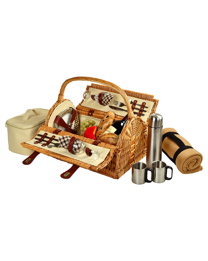 Picnic At Ascot Sussex Picnic Basket For 2 With Blanket And Coffee Set