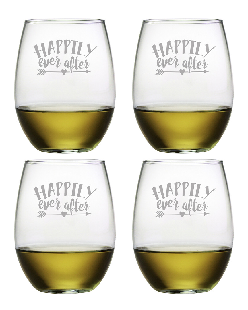 Susquehanna Glass Set Of Four 21oz Happily Ever After Stemless Glasses