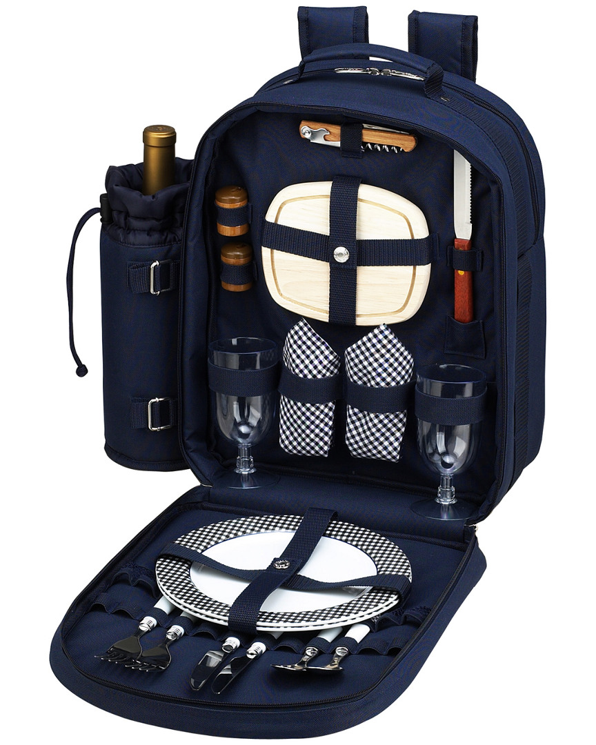 Shop Picnic At Ascot Picnic Backpack Cooler Set For 2 In Navy