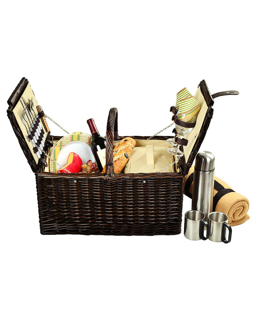Picnic At Ascot Basket Set For 2 With Coffee Set & Blanket
