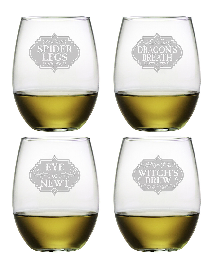 Susquehanna Set Of 4 Witch's Brew Assortment Stemless Wine Glasses