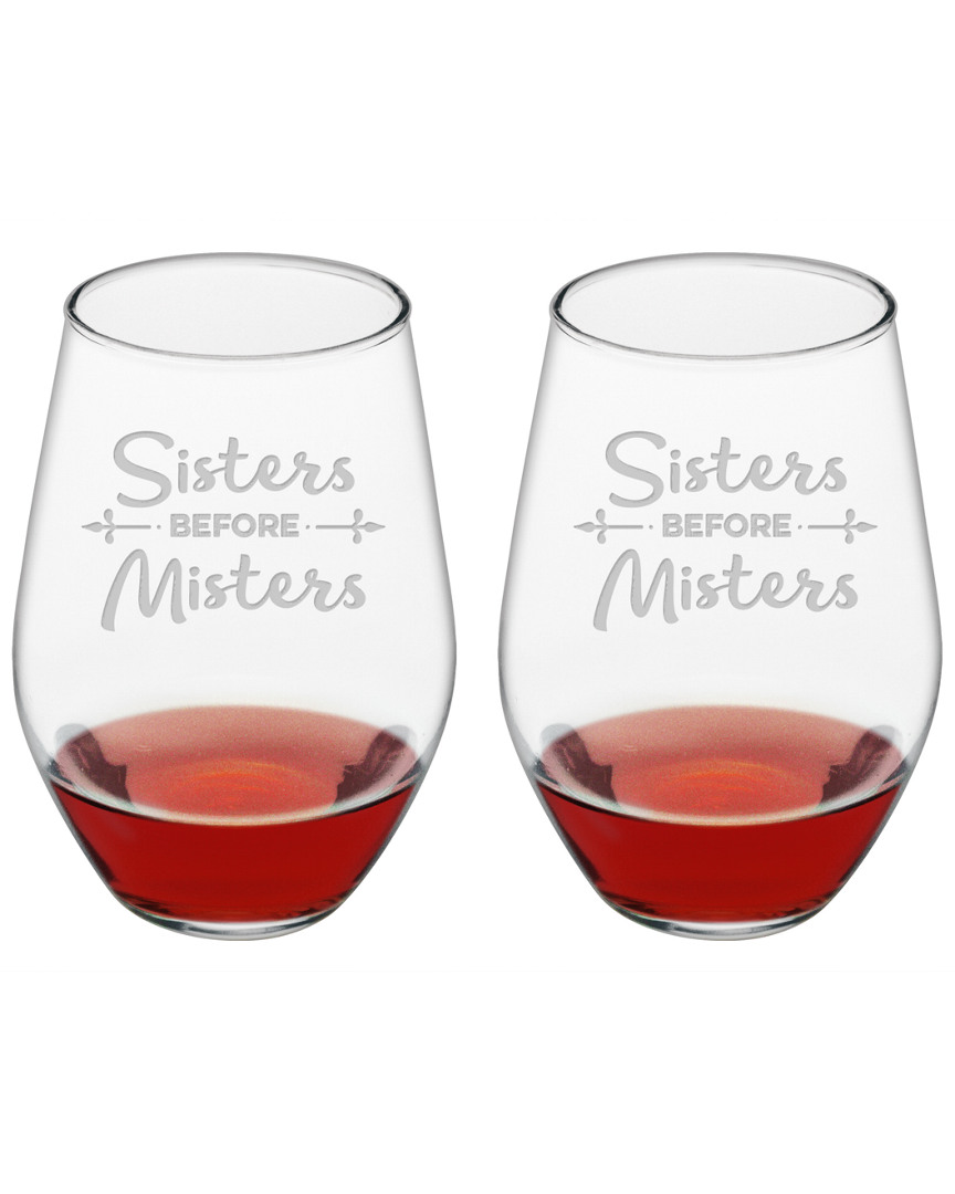 Susquehanna Glass Set Of 2 Sisters Before Misters Stemless Wine Glasses