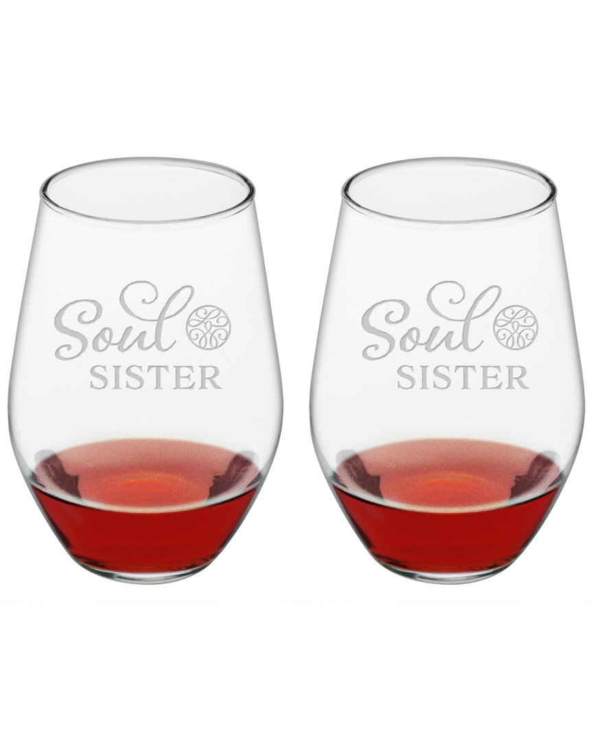 Susquehanna Glass Set Of 2 Soul Sister Stemless Wine Glasses