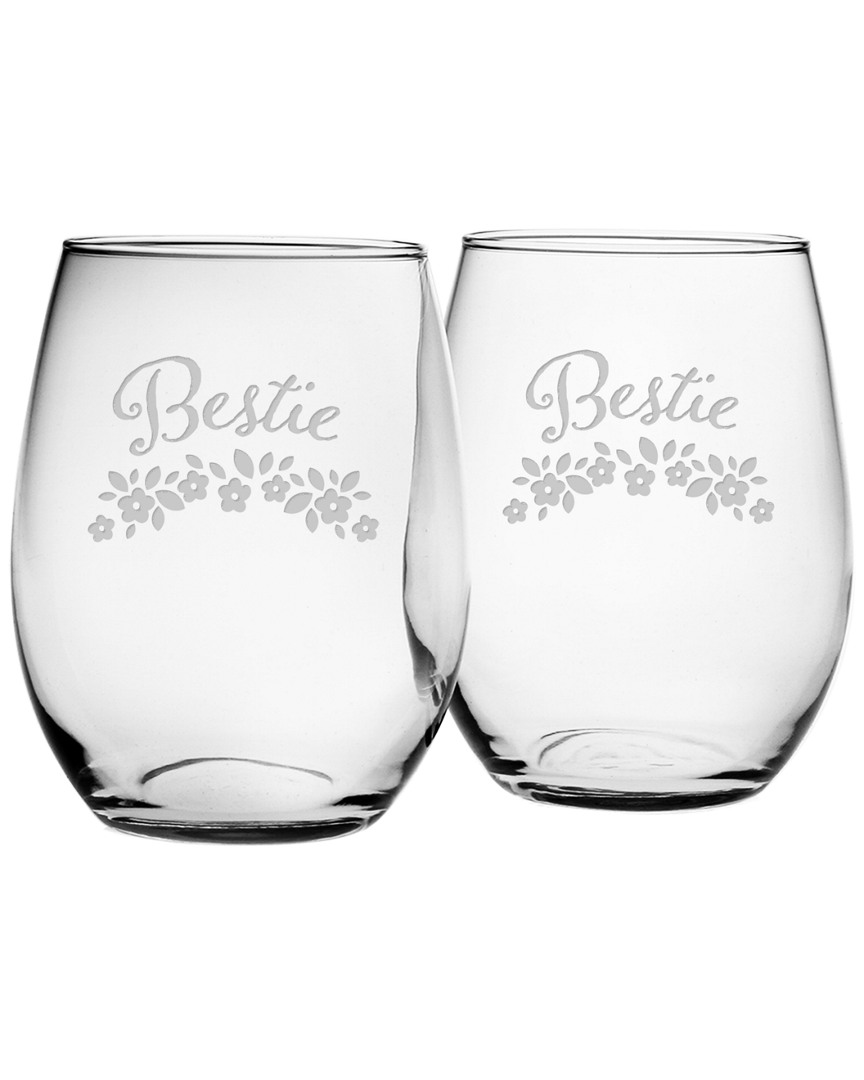 Susquehanna Glass Set Of 2 Bestie Stemless Wine Glasses
