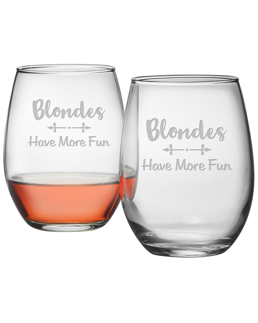 Susquehanna Glass Set Of 2 Blondes Stemless Wine Glasses