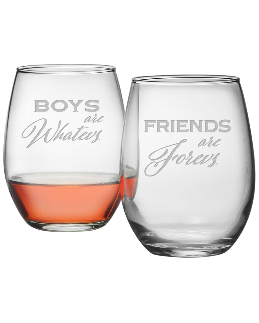 Susquehanna Glass Set Of 2 Friends Are Forevs Stemless Wine Glasses
