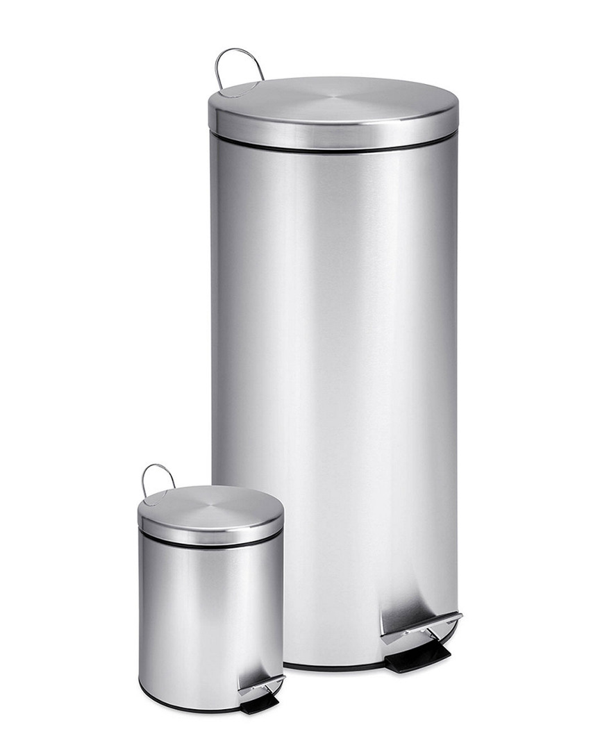 Honey-can-do Set Of 2 Stainless Steel Step Trash Cans In Multicolor