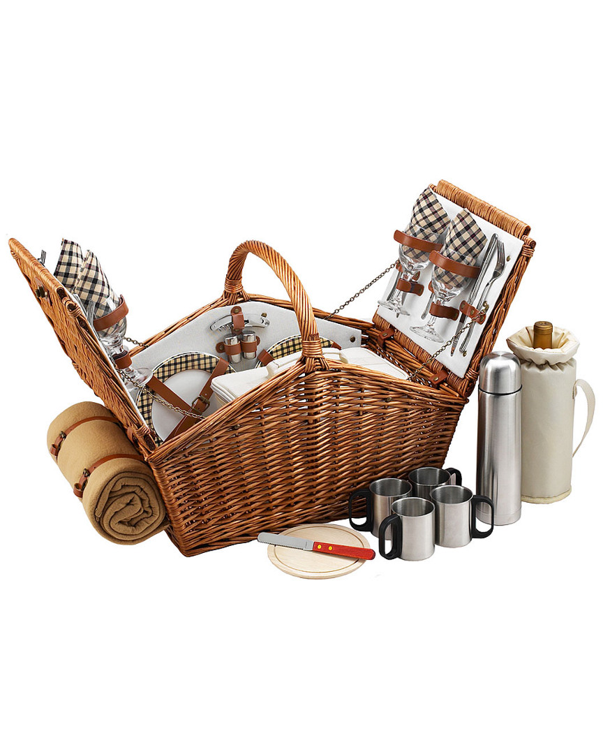 Shop Picnic At Ascot Deluxe Huntsman Picnic Basket For 4 With Coffee & Blanket Set