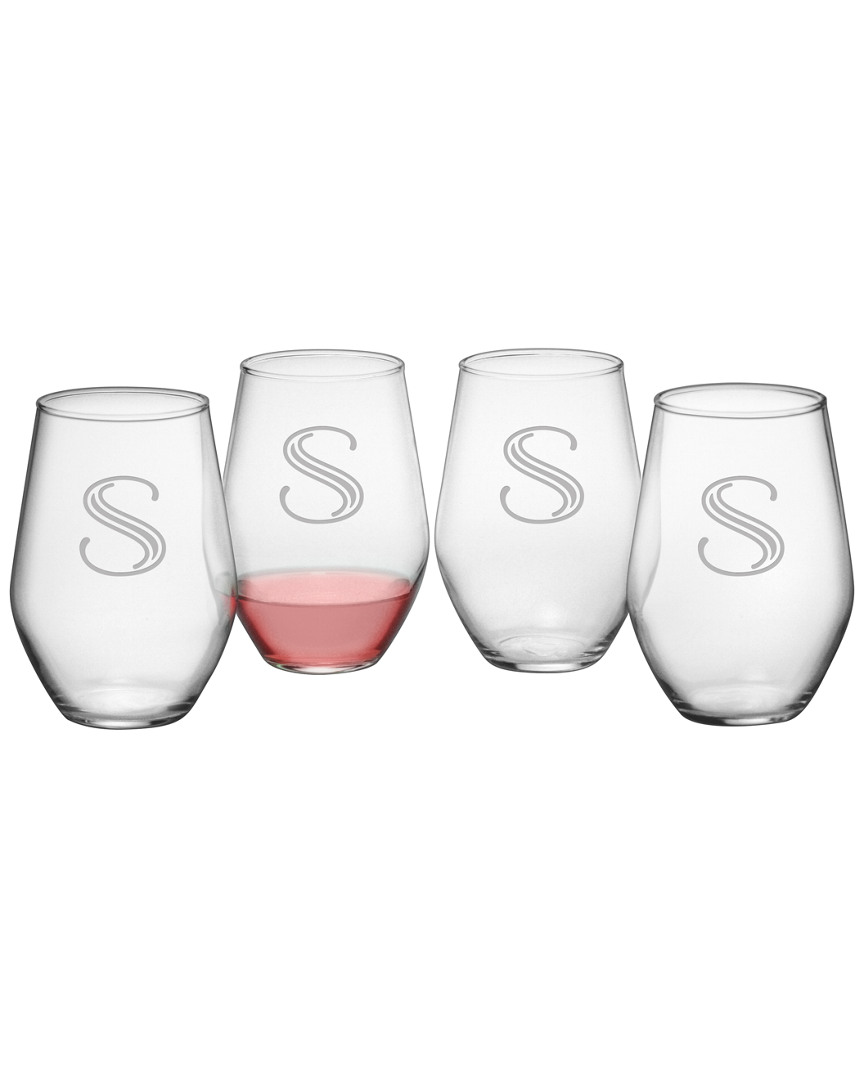 Susquehanna Glass Monogrammed Set Of 4 Hudson Stemless Wine Glasses, (a-z)