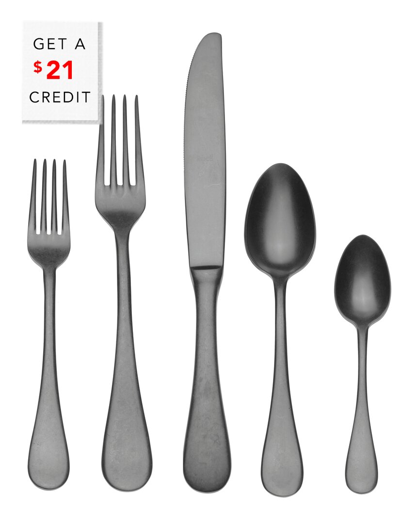 Mepra Brescia Ice Black Gold Flatware Set