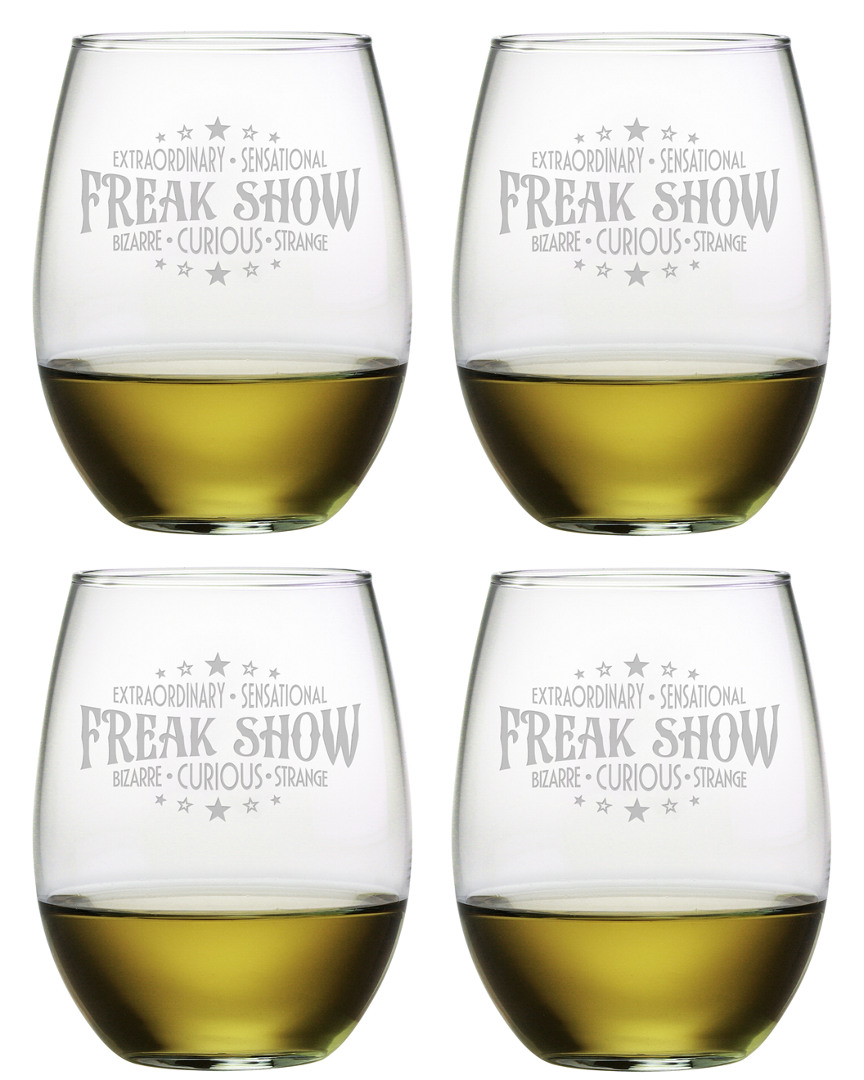 Susquehanna Set Of 4 Freak Show Stemless Wine Glasses