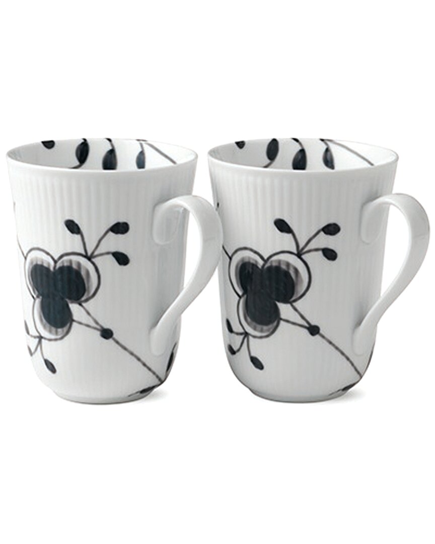 Royal Copenhagen Set Of 2 Black Fluted Mega Mugs