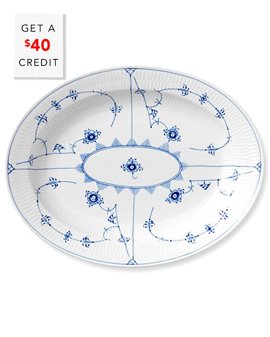 Shop Royal Copenhagen Blue Fluted Plain Oval Platter Large With $40 Credit