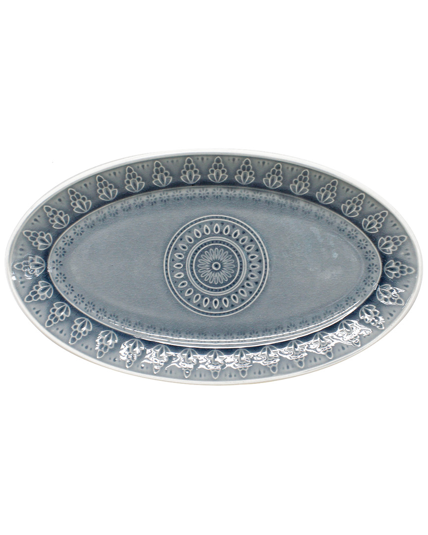 Euro Ceramica Fez Oval Platter In Grey