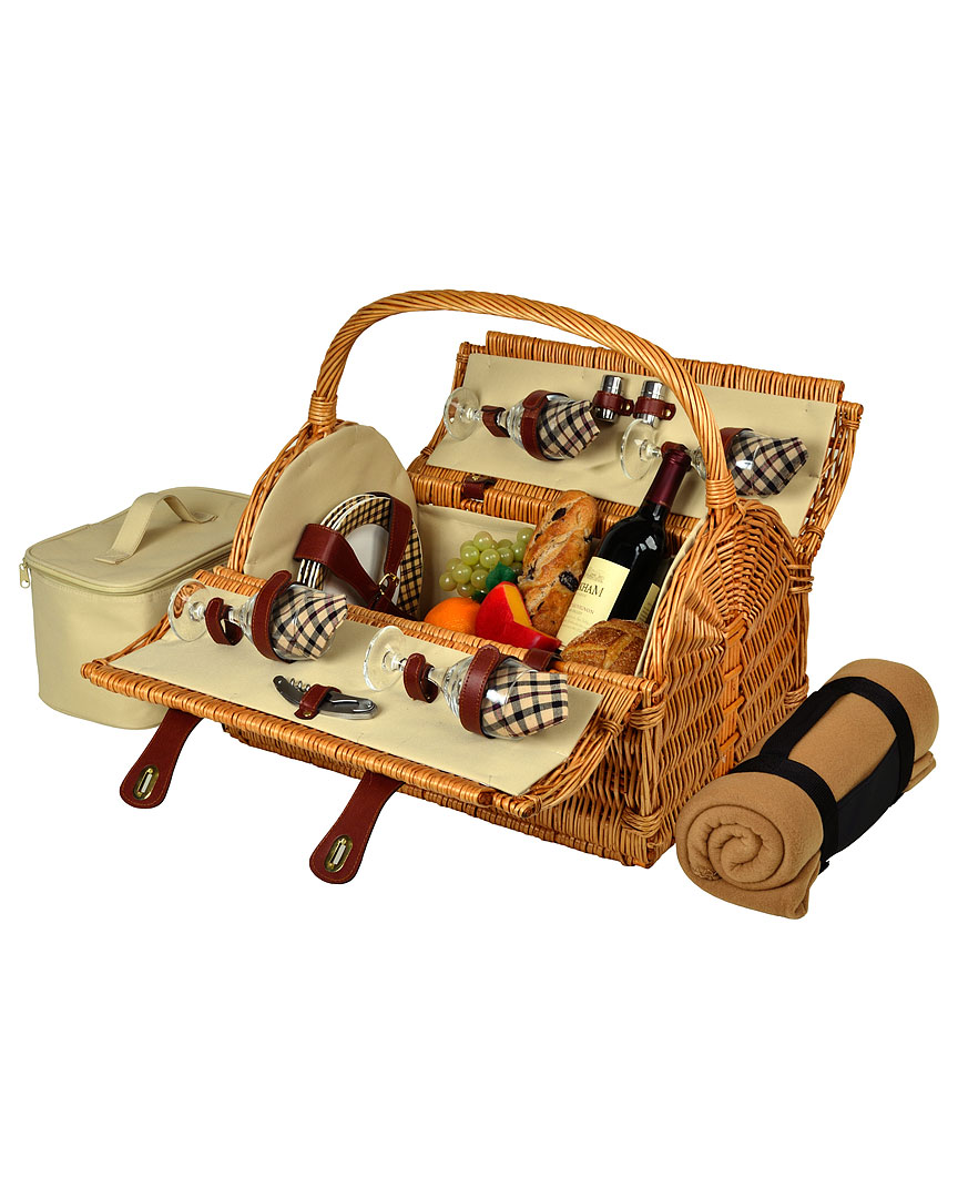 PICNIC AT ASCOT PICNIC AT ASCOT YORKSHIRE PICNIC BASKET FOR 4 WITH BLANKET