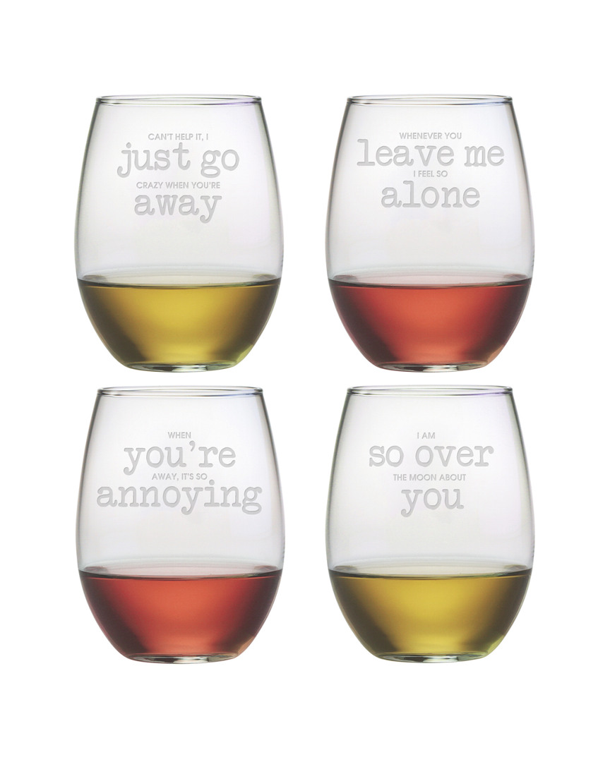 Susquehanna Glass Its In The Small Print Set Of 4 Stemless Glasses