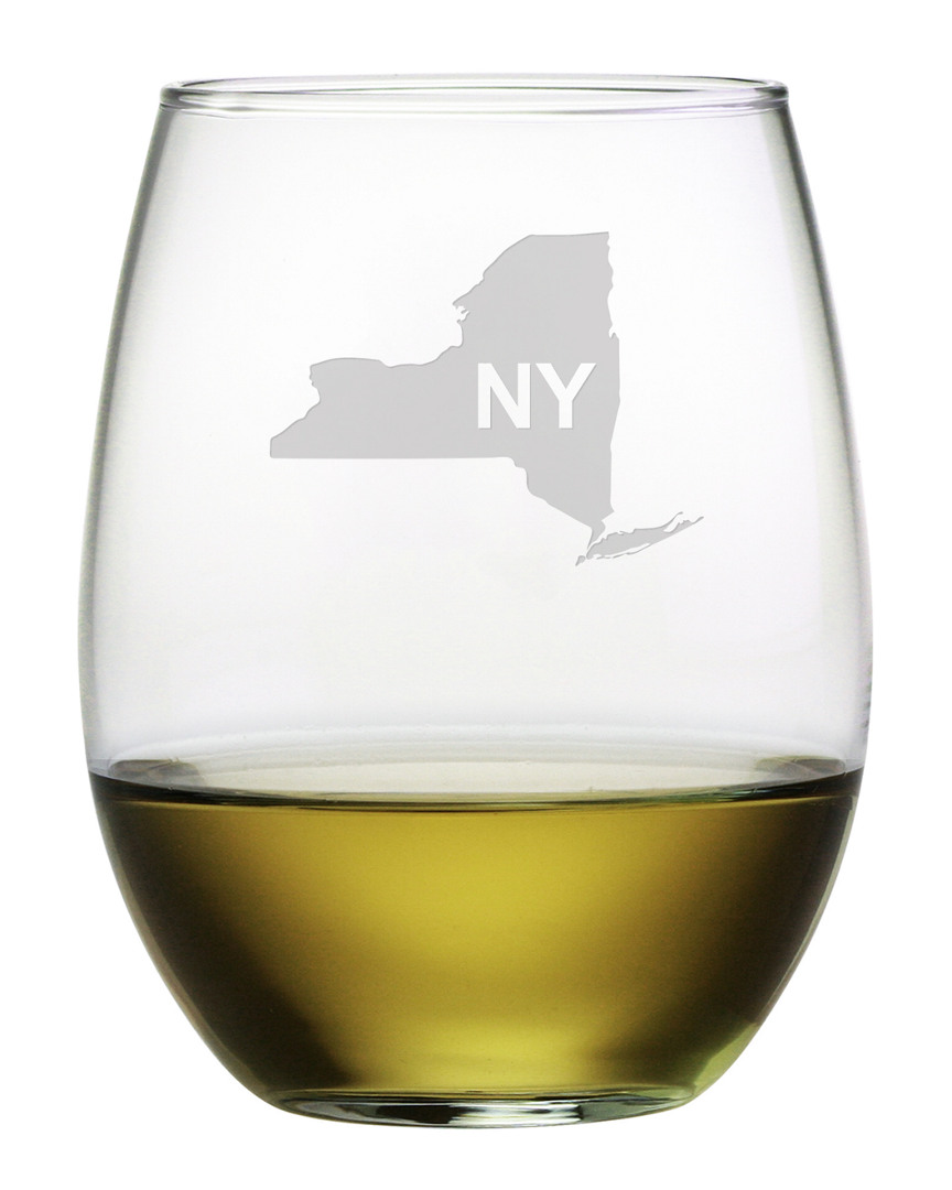 Susquehanna Glass New York Set Of 4 Stemless Wine Glasses
