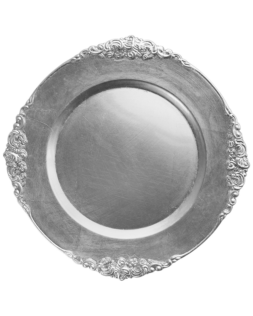 American Atelier Silver Set Of 4 13in Leaf Chargers