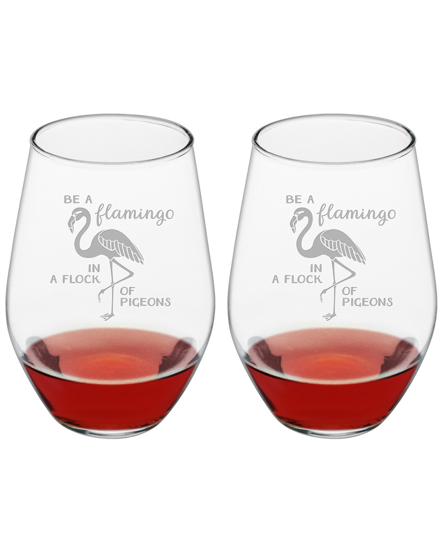 Susquehanna Glass Be A Flamingo Stemless Wine Glasses