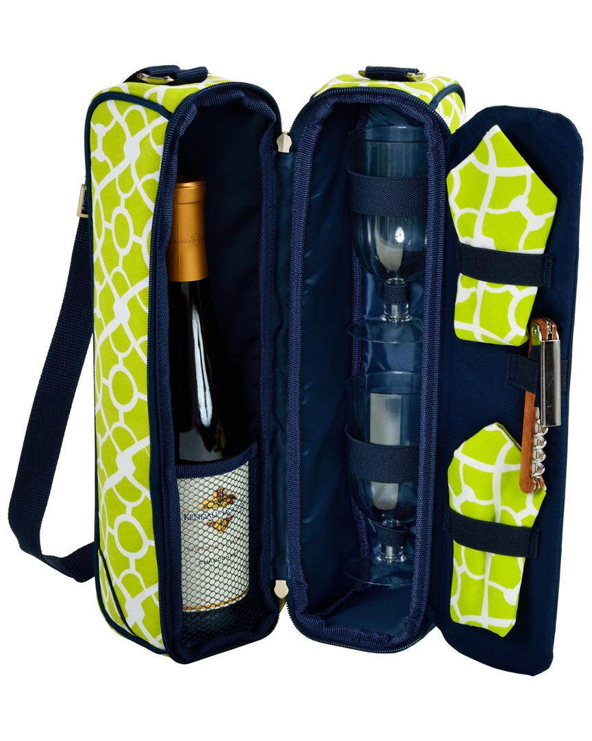 Picnic At Ascot Trellis Green Sunset Wine Carrier For 2