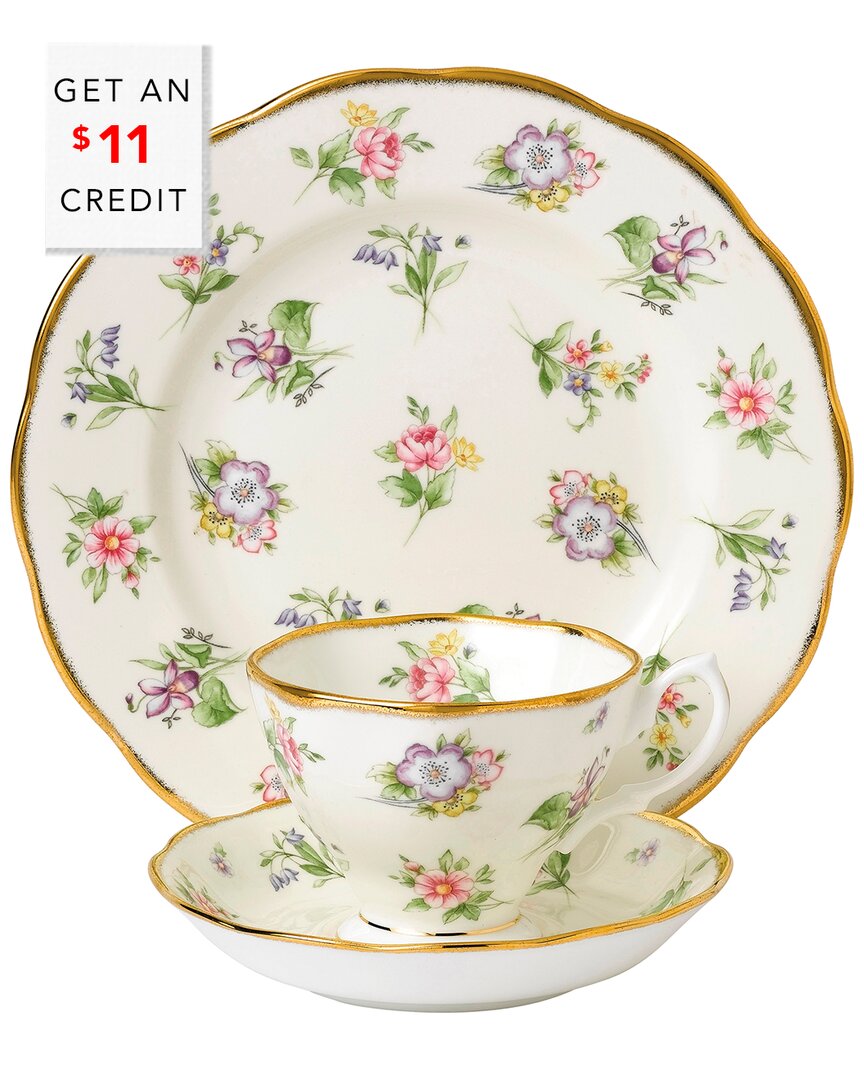 ROYAL ALBERT ROYAL ALBERT 100 YEARS OF ROYAL ALBERT 1920 SPRING MEADOW 3PC PLACE SETTING WITH $11 CREDIT