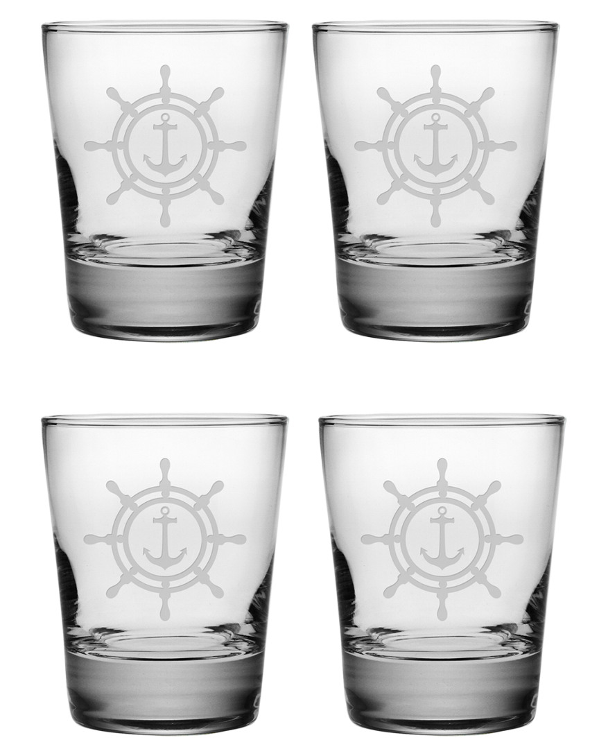 Susquehanna Glass Wheel & Anchor Set Of 4 Double Old Fashioned Glasses