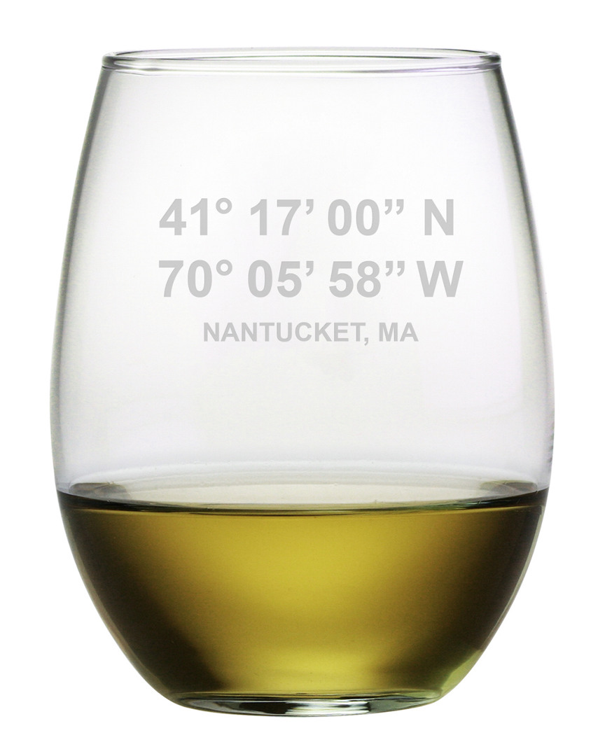 Susquehanna Glass Nantucket Coordinates Set Of 4 21oz Stemless Wine Glasses