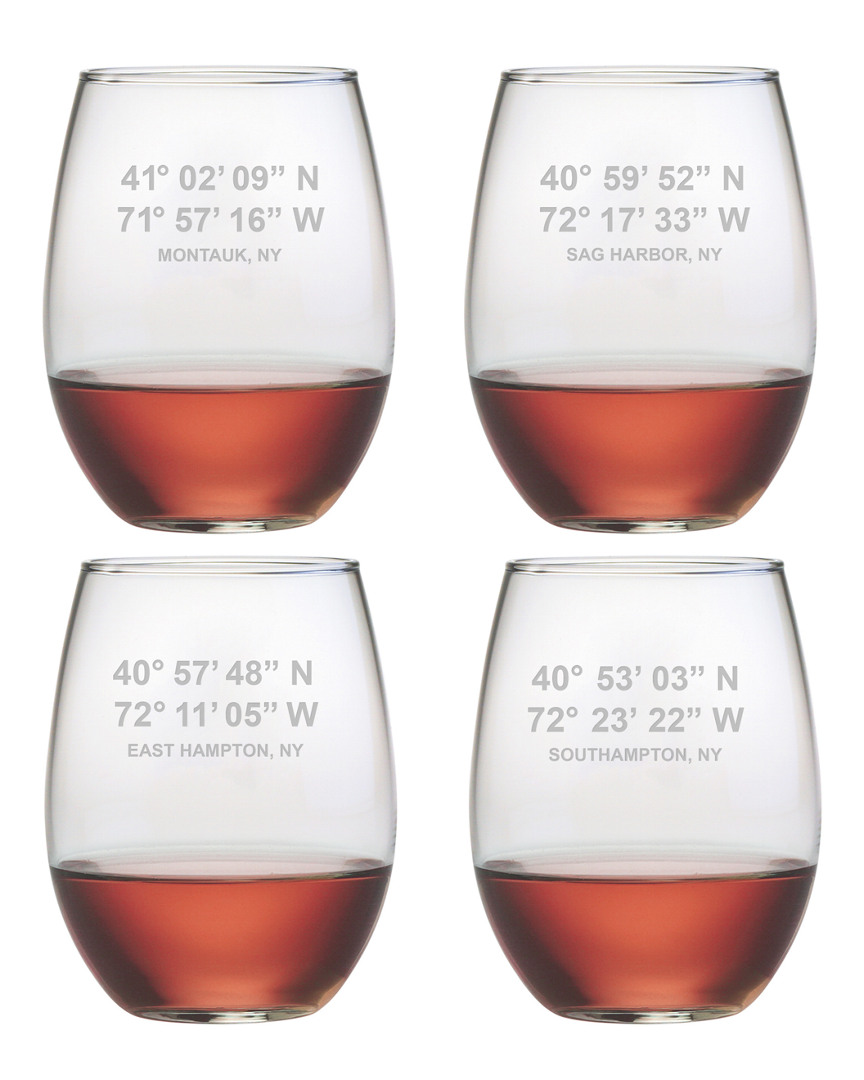 Susquehanna Glass Hamptons Coordinates Set Of 4 Stemless Wine Glasses