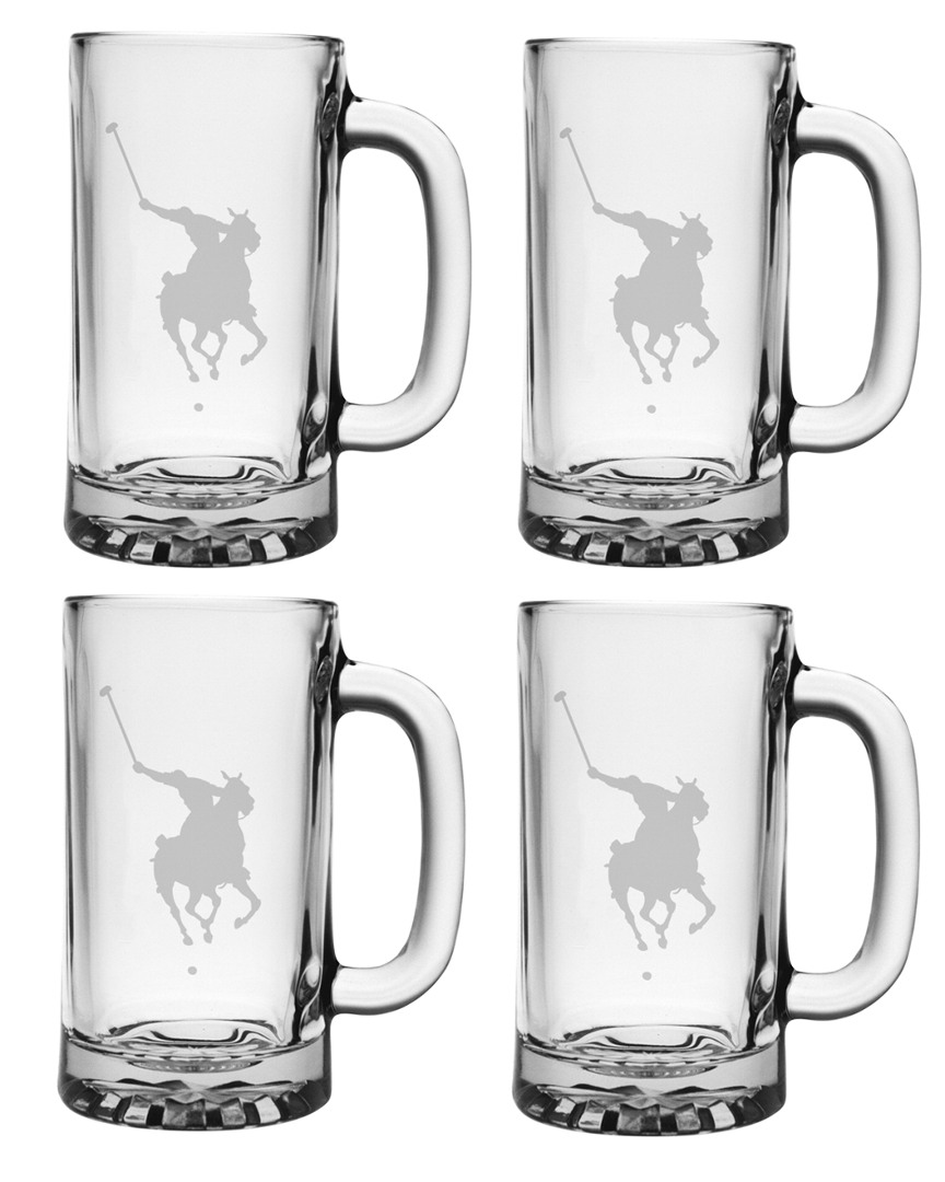 Susquehanna Glass Polo Pub Set Of 4 Beer Mugs