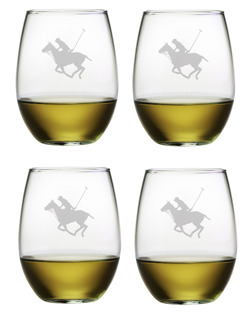 Susquehanna Polo Pub Set Of 4 21oz Stemless Wine Glasses