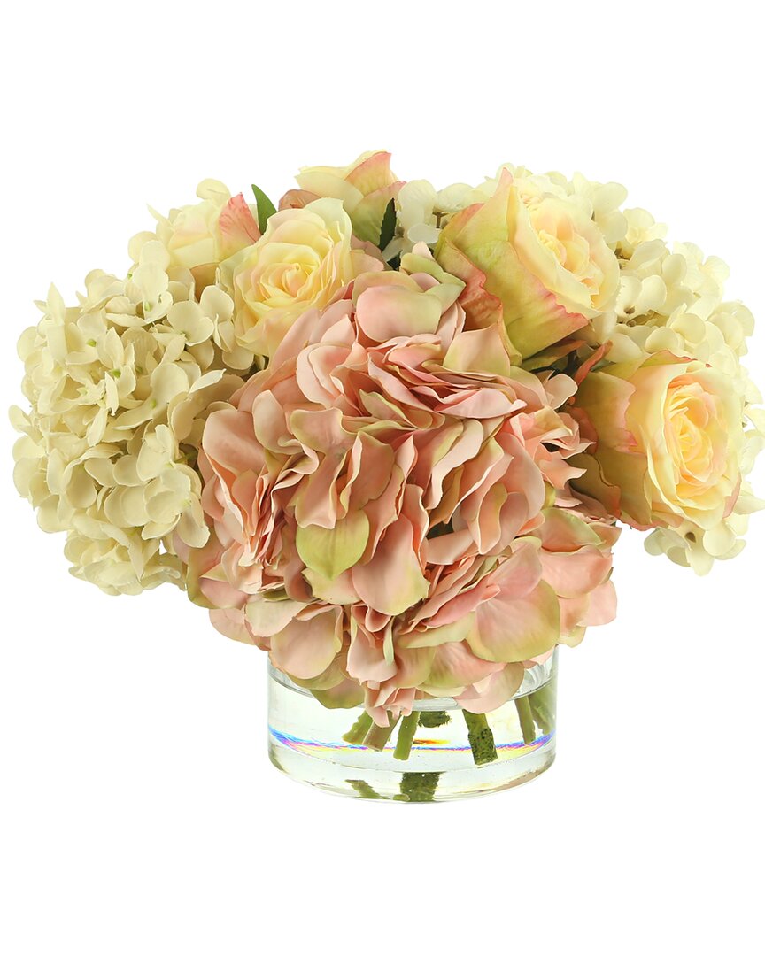 Creative Displays Cream & Pink Hydrangea Flower Arrangement With Roses