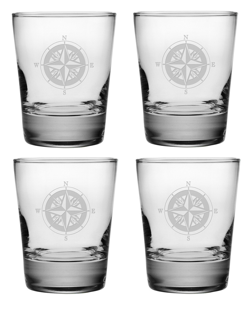 Susquehanna Glass Compass Set Of 4 Double Old-fashioned Glasses