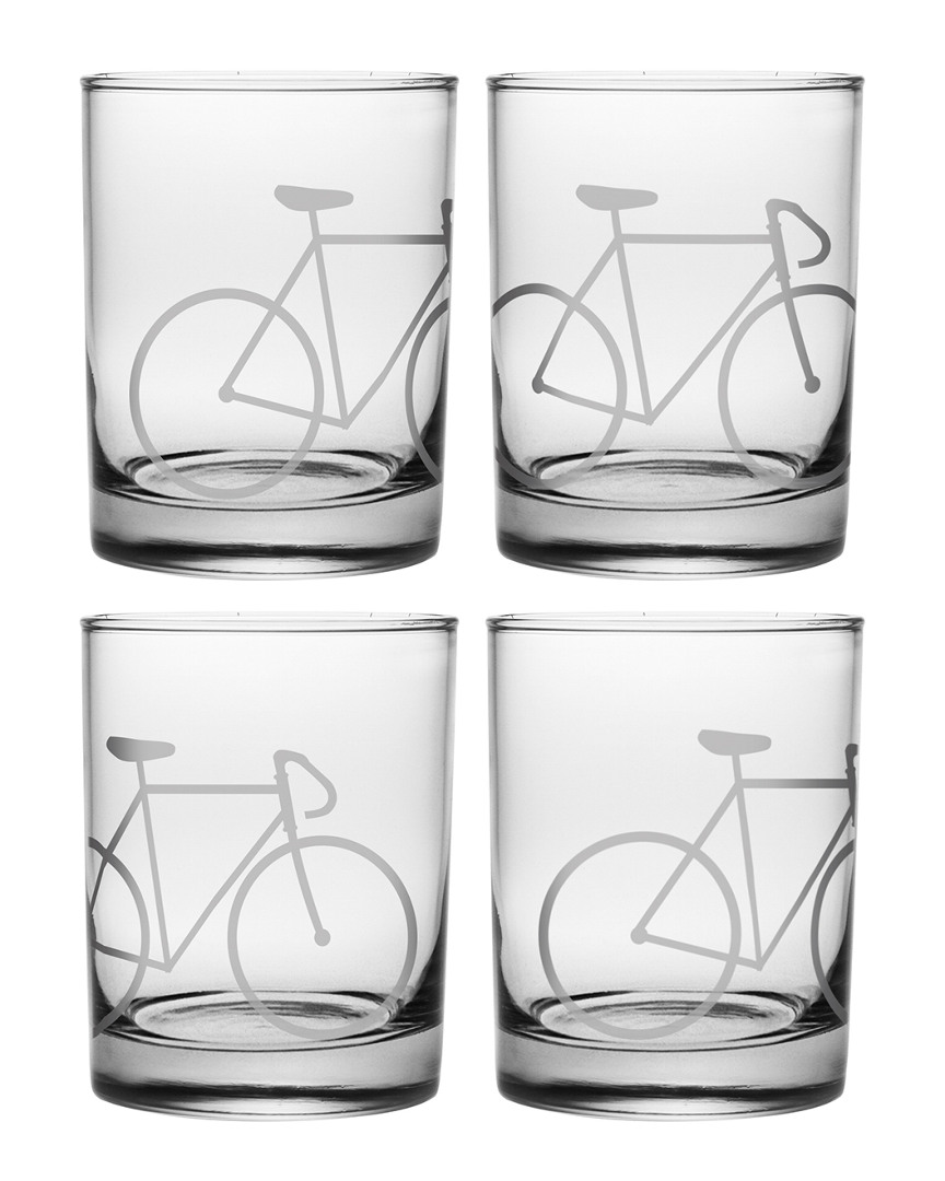 Susquehanna Glass Set Of Four Bicycle Rocks Glasses