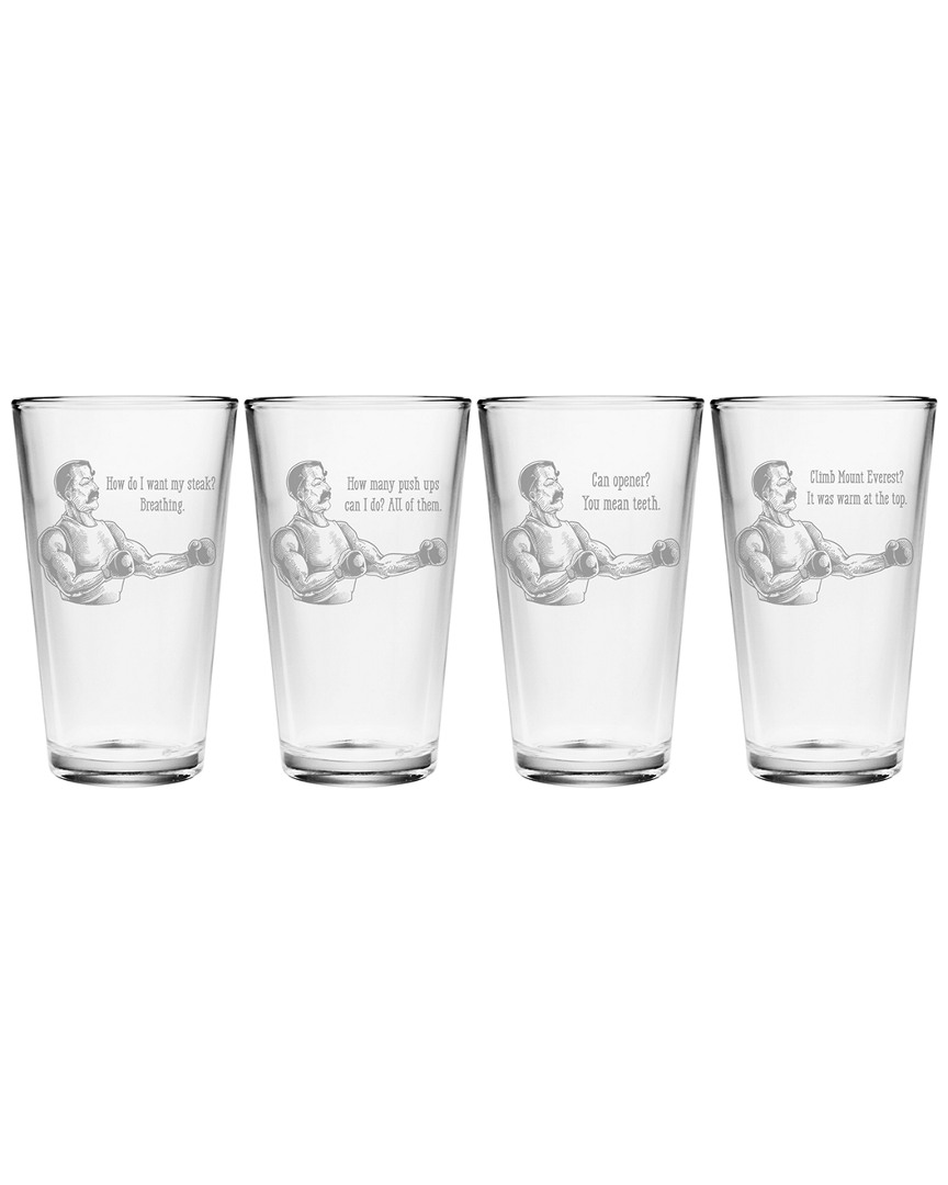 Susquehanna Glass Set Of Four Manly Man Pint Glasses