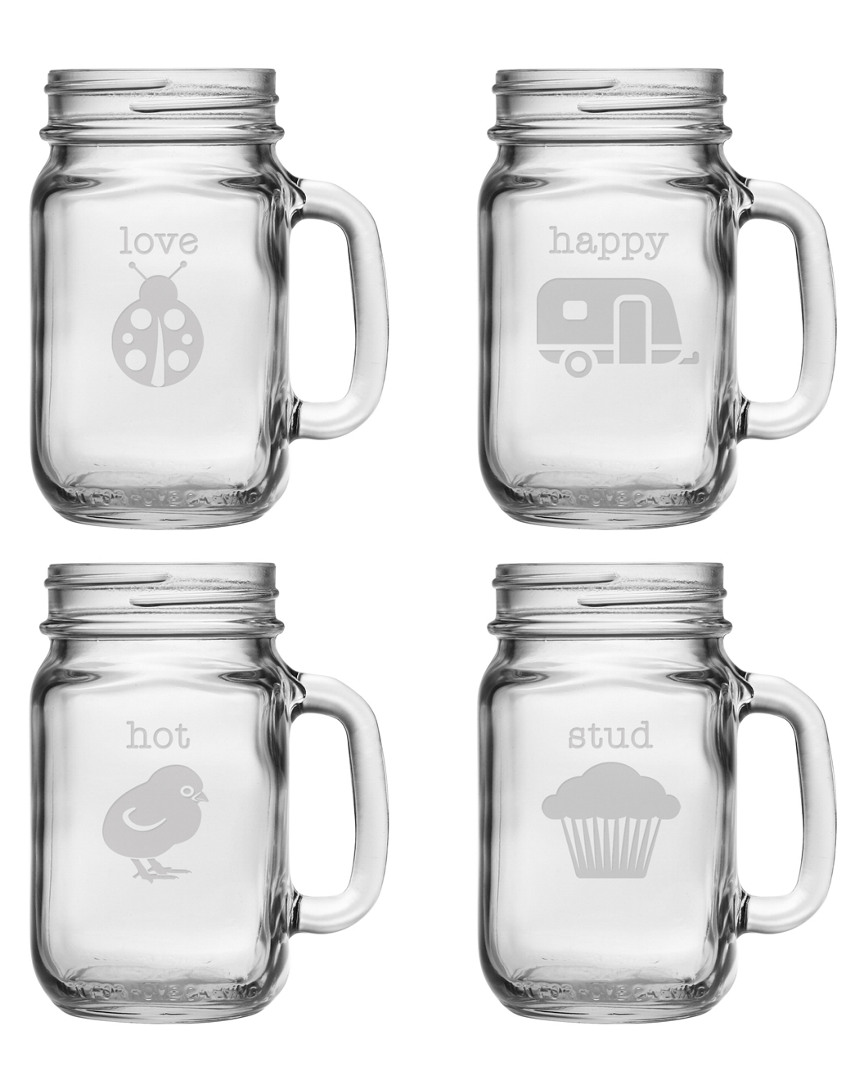 Susquehanna Glass Pet Names Set Of 4 16oz Mason Jars