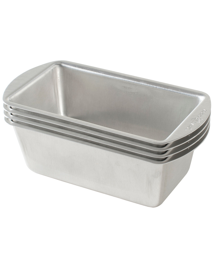 Nordic Ware Set Of 4 Aluminum 2-cup Mini Loaf Pans In Gray