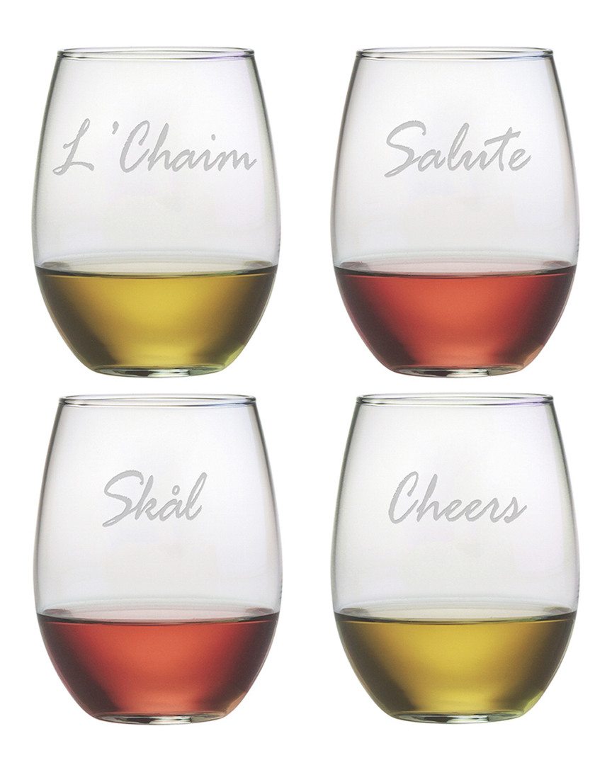 Susquehanna Glass Cheers Around The World Set Of 4 21oz Stemless