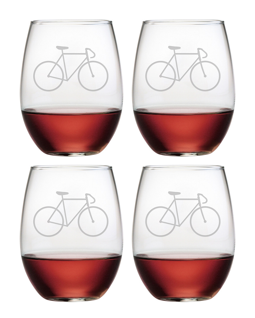 Susquehanna Glass Bicycle Set Of 4 Stemless Glasses