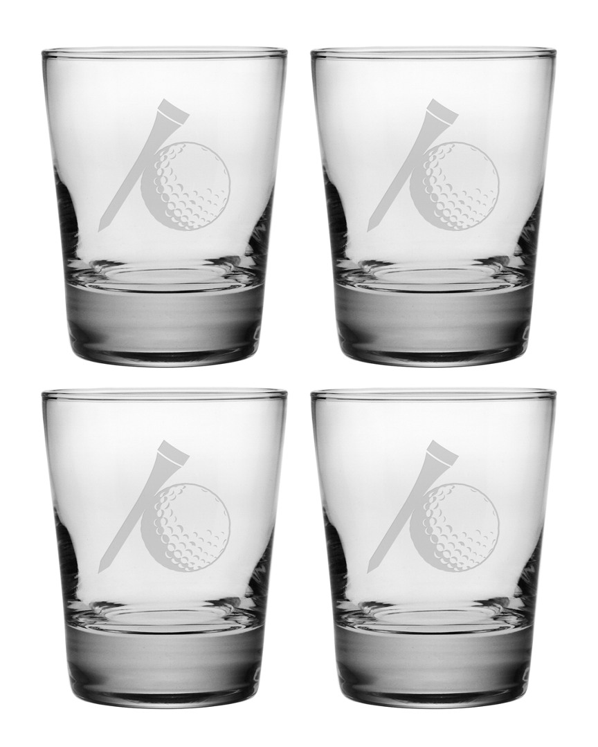 Susquehanna Golf Ball & Tee Set Of 4 13.25oz Double Old Fashioned Glasses