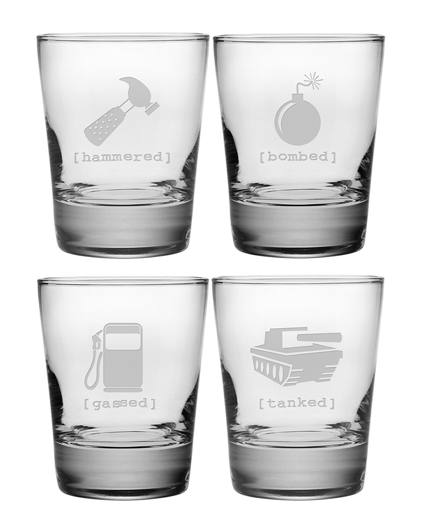 Susquehanna Glass Mr. Tipsy Set Of Four 13.25oz Double Old-fashioned Glasses