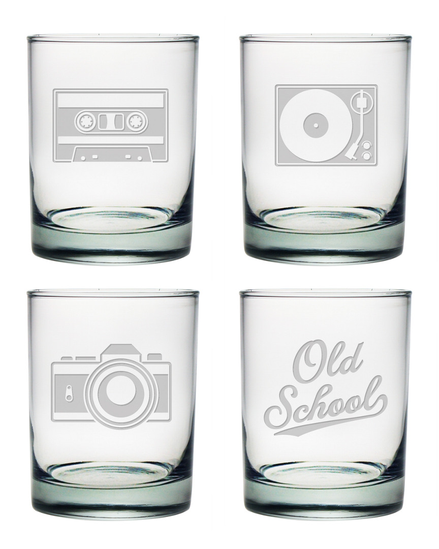 Susquehanna Glass Old School Rock Set Of 4 Glasses