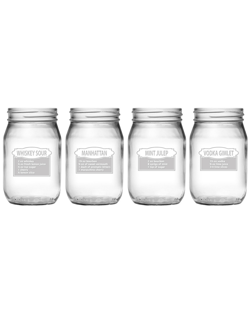 Susquehanna Set Of 4 On The Rocks 16oz Mason Jars