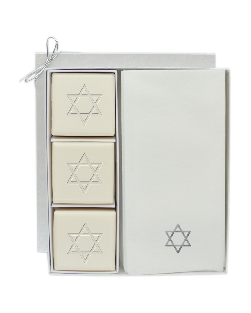 Carved Solutions Star Of David 3pc Soap With 12 Silver Embossed Towels