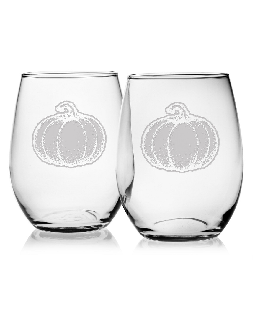 Susquehanna Glass Set Of Four 21oz Pumpkin Stemless Glasses