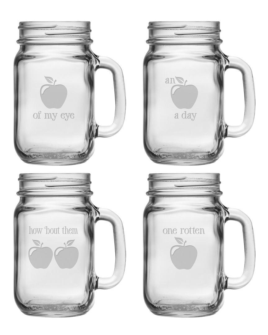 Susquehanna Glass An Apple A Day Set Of Four 16oz Drinking Jars