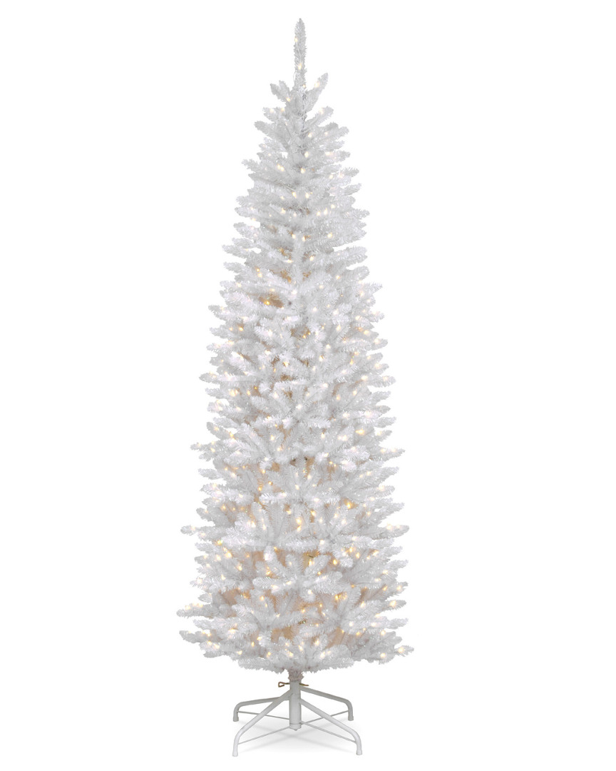 National Tree Company 7ft Kingswood White Fir Pencil Tree With 300 Clear Lights
